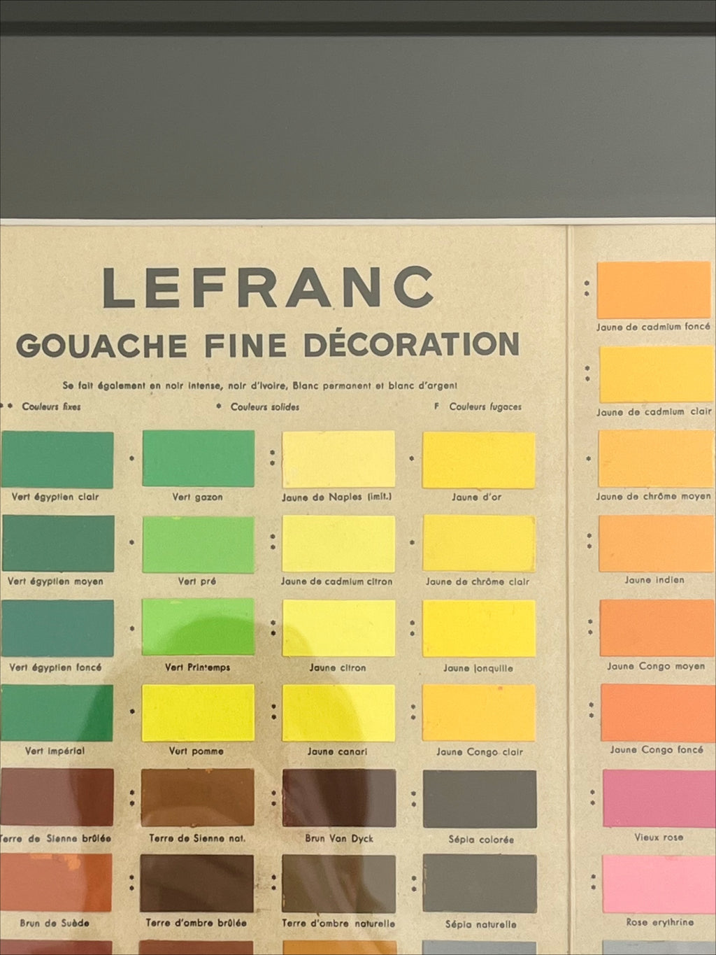 Lefranc Paris Vintage Gouache Colour Chart